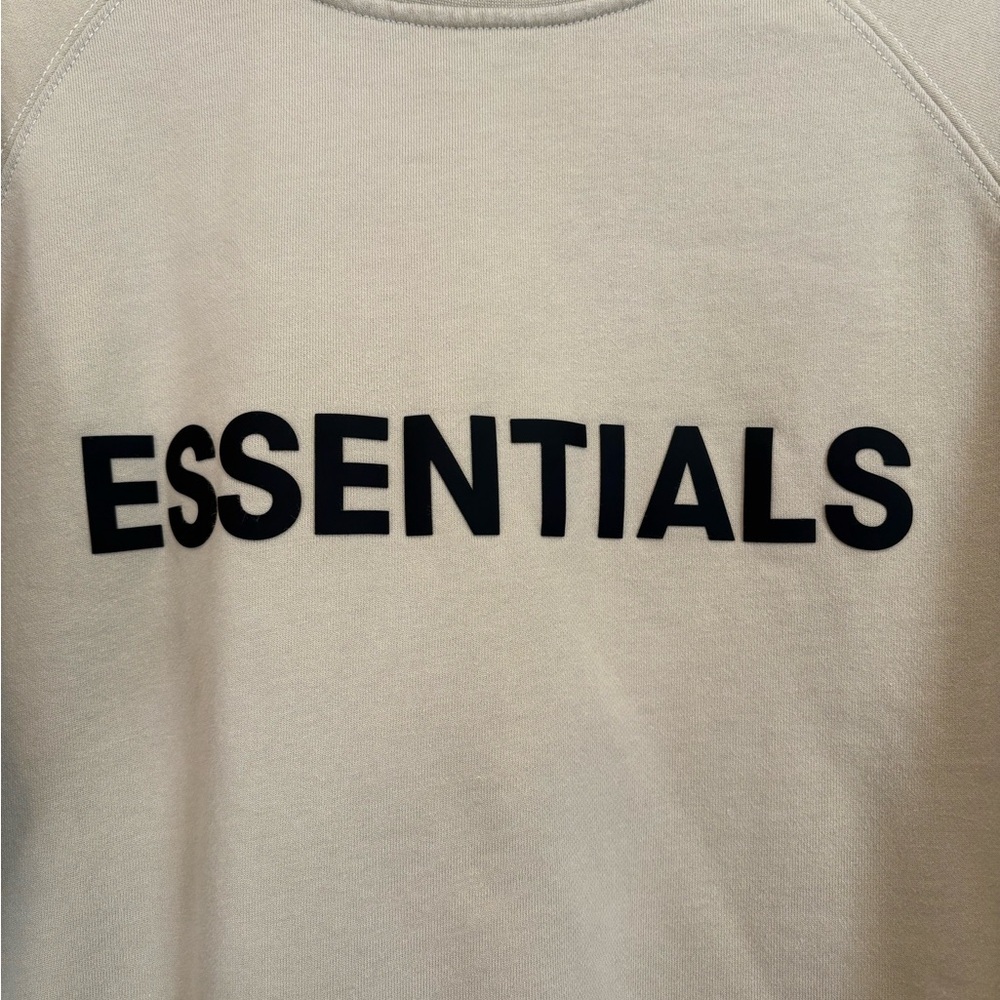 FOG fear of god Essentials crew neck sweatshirt khaki olive color size small - Picture 3 of 7
